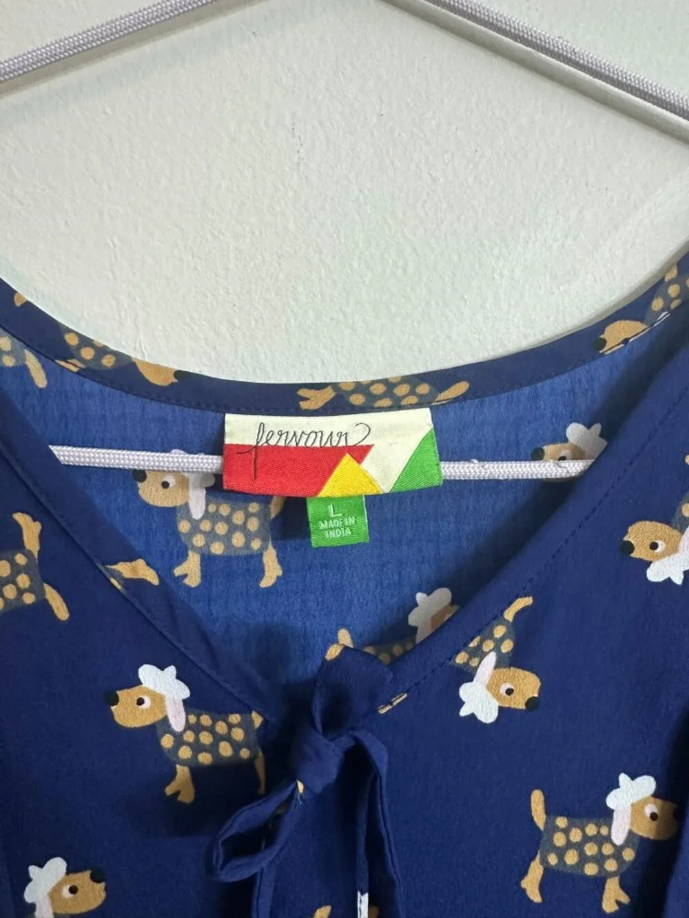 ModCloth Fervour Parisian Dog Print Dress Blue Large Novelty Retro A-Line - Picture 4 of 9
